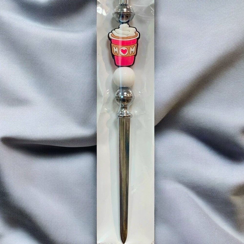 Mom & Coffee Themed Sliver, Pink, & white Letter opener